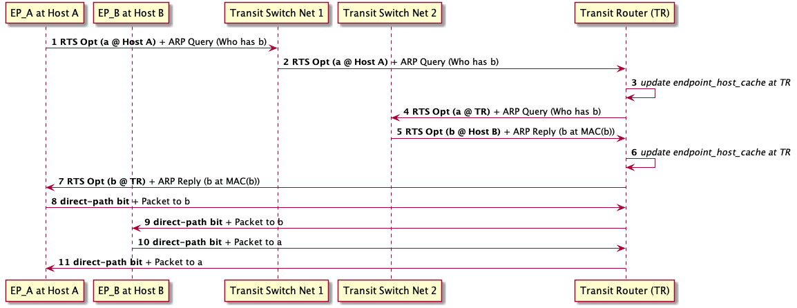 Direct-path inter-network packet flow